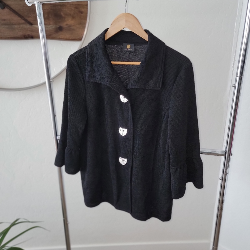 Women's Black Bell Sleeve Blazer Coat Size Medium